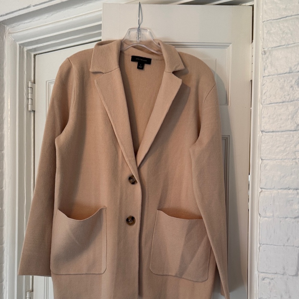 Ann Taylor Tan knit Blazer with Pockets